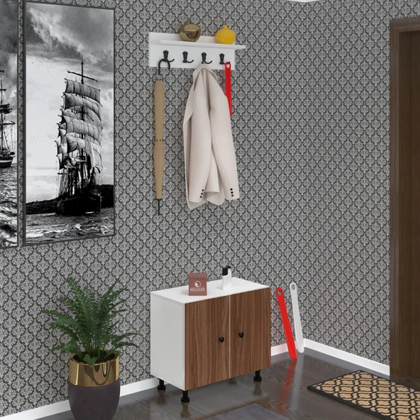 Kenzlife portmanto ayakkabılık ve askılık kalçın3 cvzbyz 53*060*32 dokuz çift ayakkabı kapasitesi - 1