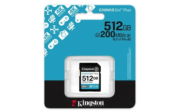 Kingston SDG4-512GB 512GB SDXC Canvas Go Plus Gen4 200MB-s C10 UHS-I U3 V30 Hafıza Kartı - 2