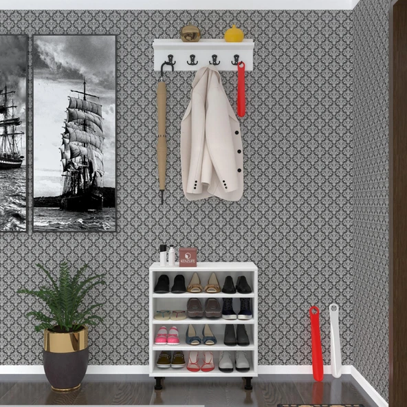 Kenzlife ayakkabılık başmak4 byz 68*060*30 kapaksız 4 raflı 12 çift ayakkabı kapasitesi - 2