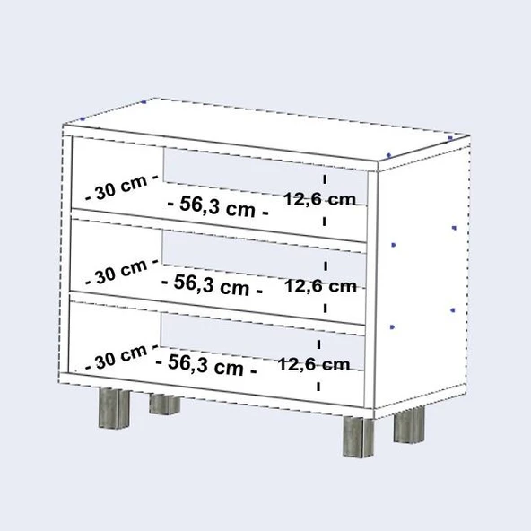 Kenzlife ayakkabılık cimcime3 byzbyz 53*060*32 kapaklı 3 raflı 9 çift ayakkabı kapasitesi - Resim 3