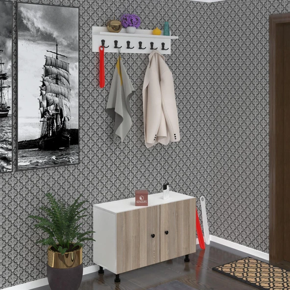 Kenzlife portmanto ayakkabılık ve askılık edik3 crdbyz 53*080*32 oniki çift ayakkabı kapasitesi