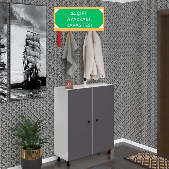 Kenzlife ayakkabılık galoş6 gribyz 53*080*32 kapaklı 6 raflı 24 çift ayakkabı kapasitesi