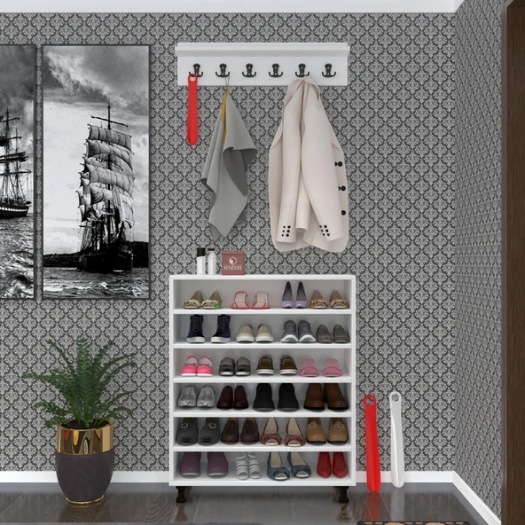 Kenzlife ayakkabılık galoş6 cvzbyz 53*080*32 kapaklı 6 raflı 24 çift ayakkabı kapasitesi - Resim 2