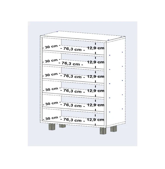 Kenzlife ayakkabılık çapula6 byz 98*080*30 kapaksız 6 raflı 24 çift ayakkabı kapasitesi - 3