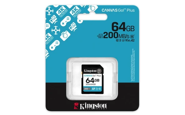 Kingston SDG4-64GB 64GB SDXC Canvas Go Plus Gen4 200MB-s C10 UHS-I U3 V30 Hafıza Kartı - 2
