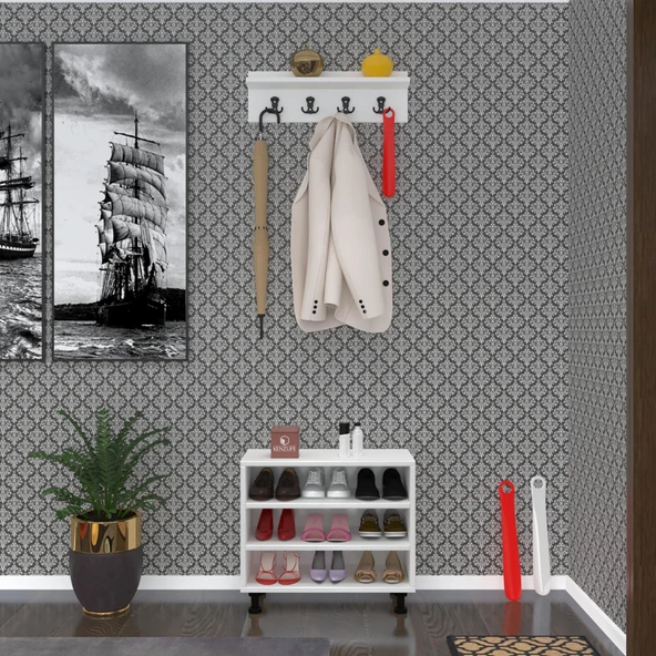 Kenzlife ayakkabılık cimcime3 byzbyz 53*060*32 kapaklı 3 raflı 9 çift ayakkabı kapasitesi - Resim 2