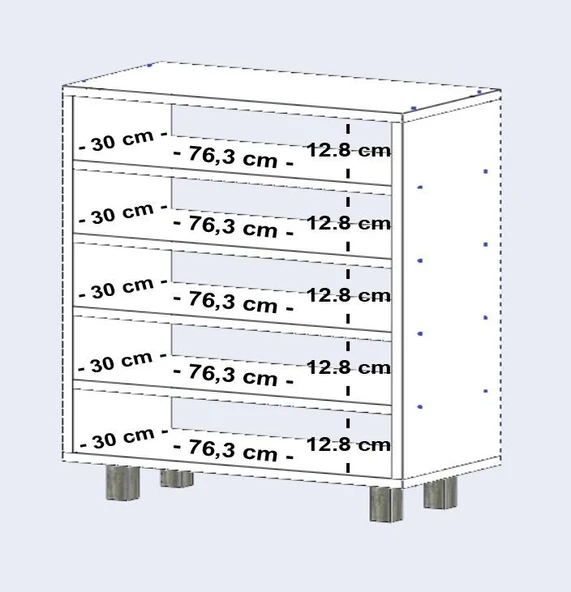 Kenzlife ayakkabılık çapula5 byz 83*080*30 kapaksız 5 raflı 20 çift ayakkabı kapasitesi - Resim 2