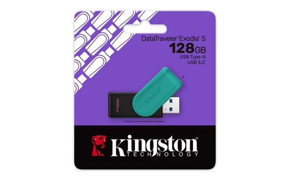Kingston DTXS-128GB 128GB Portable USB 3.2 Gen1 DataTraveler ExodiaS (Black-Turquoise) Flash Bellek - 2