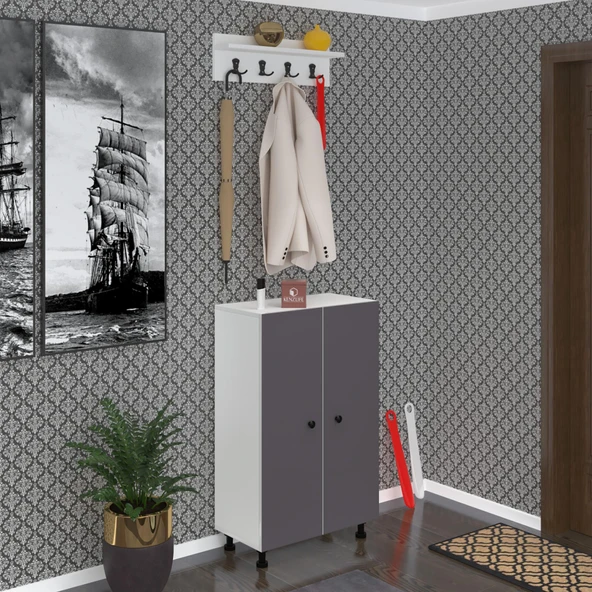 Kenzlife portmanto ayakkabılık ve askılık kalçın6 gribyz 98*060*32 onsekiz çift ayakkabı kapasitesi - 1