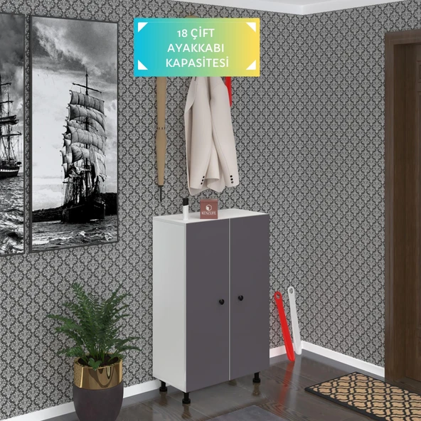 Kenzlife ayakkabılık cimcime6 gribyz 98*060*32 kapaklı 6 raflı 18 çift ayakkabı kapasitesi ürün görseli 1