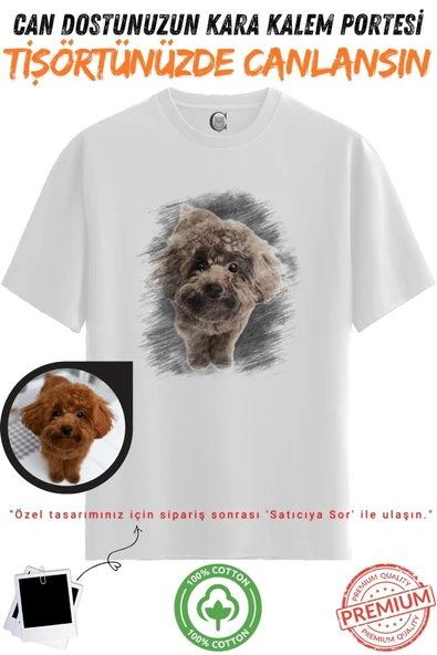 Kişiye Özel Karakalem Tişört - Fotoğraftan Baskılı Aile Portresi | %100 Pamuk Unisex Beyaz Tişört | Kadın Erkek Evcil Hayvan Tasarımlı Anlamlı Hediye v12 ürün görseli 1