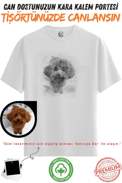 Kişiye Özel Karakalem Tişört - Fotoğraftan Baskılı Aile Portresi | %100 Pamuk Unisex Beyaz Tişört | Kadın Erkek Evcil Hayvan Tasarımlı Anlamlı Hediye v6 ürün görseli 1