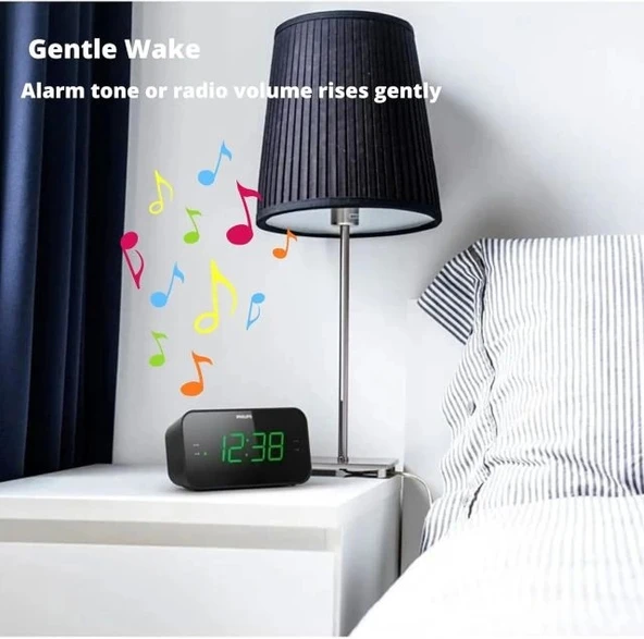 PHILIPS Yatak Odası için Dijital Çalar Saat Radyo FM Radyo - 4