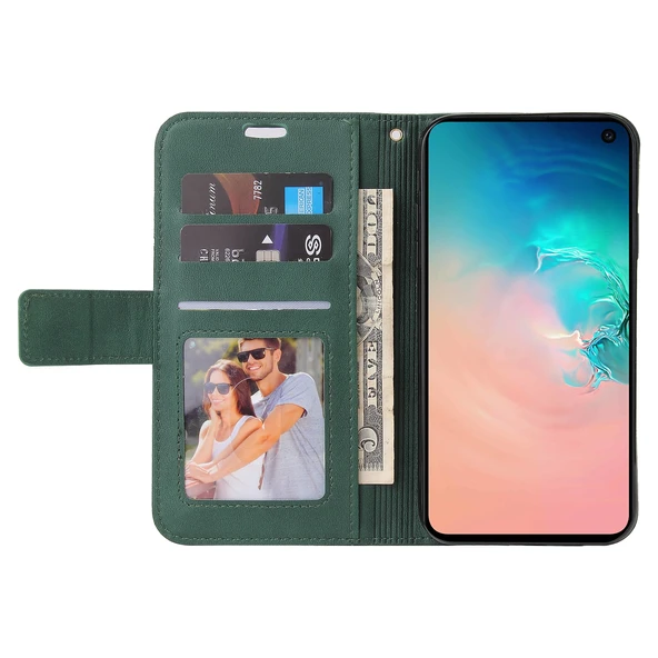 Samsung Galaxy S10e Deri Telefon Kılıfı - Yeşil - Resim 5