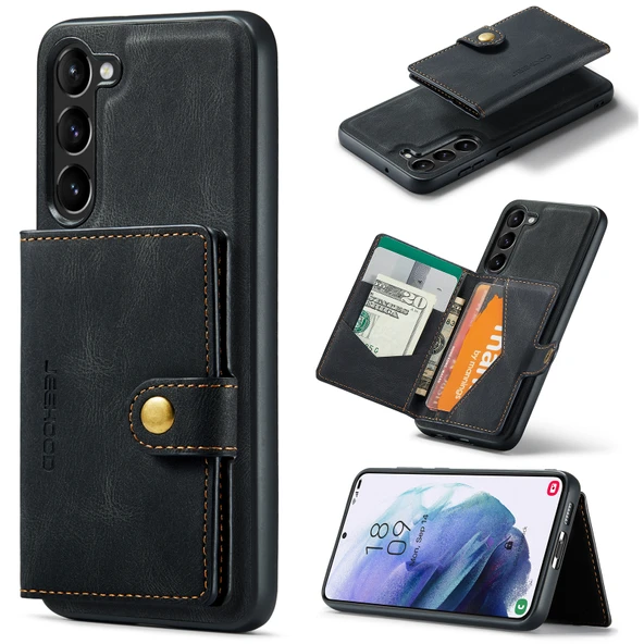 Samsung Galaxy S23+ 5G Retro Manyetik Ayrılabilir Cüzdan Telefon Kılıfı - Siyah