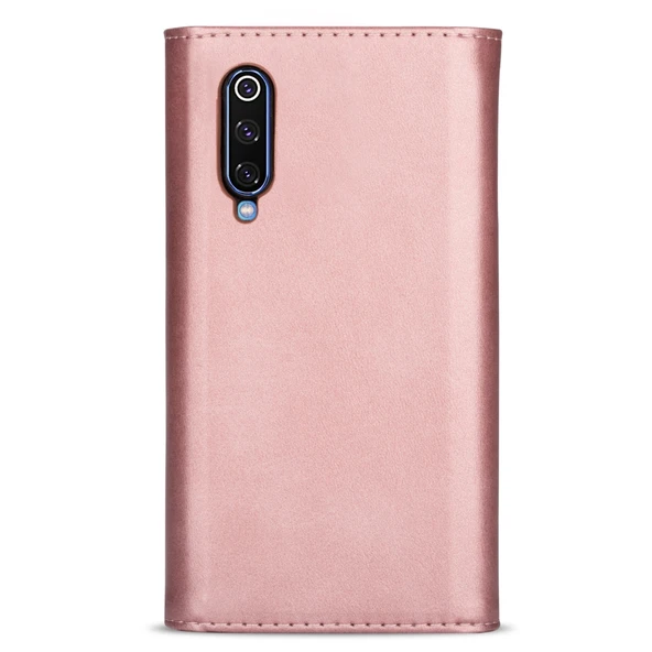 Xiaomi Mi 9 Deri Kılıf - Pembe Altın - Zipper Tasarım - Kart Yuvası ve Fotoğraf Çerçevesi ile - Resim 3