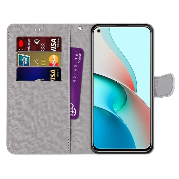 Xiaomi Redmi Note 9 5G / Note 9T Deri Ayakkabı Kedi Desenli PU Deri Kılıf - Yatay Flip - Kart Yuvalı - 3