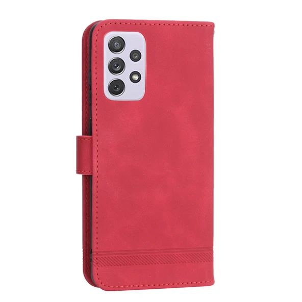 Samsung Galaxy A72 5G / 4G TPU ve PU Deri Telefon Kılıfı - Kırmızı - Resim 3