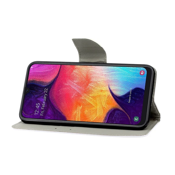 Samsung Galaxy M31 M31s PU Deri Kılıf - Çiçek Desenli - Yatay Flip - Kart Yuvalı ve Cüzdanlı - Resim 5