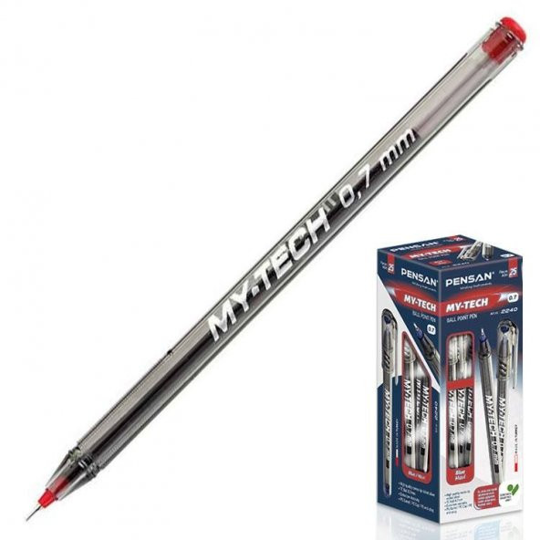 Tükenmez Kalem Kırmızı Renk 12 Adet 0.7mm Pensan My-Tech Tükenmez Kalem 0.7mm Kırmızı 12 Adet Pensan 2240 - 2
