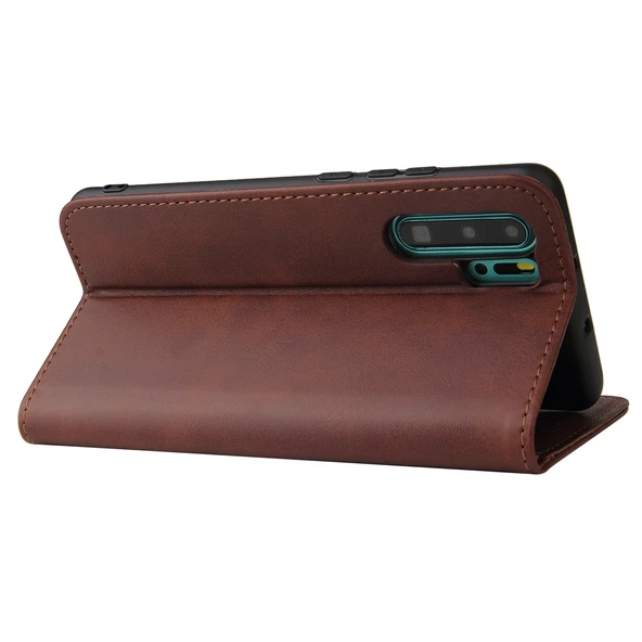 Huawei P30 Pro Deri Kılıf - Kahverengi - Manyetik - Yatay Flip - 4