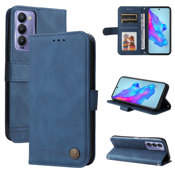 Tecno Camon 18 / 18 Pro Deri Telefon Kılıfı - Mavi