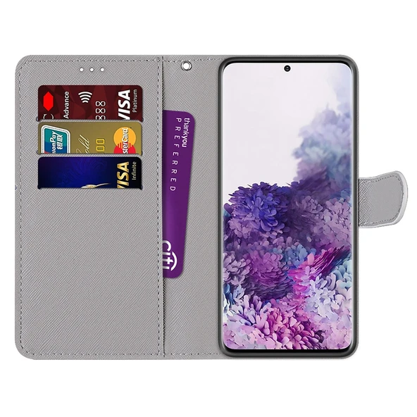 Samsung Galaxy S21+ 5G PU Deri Kılıf - Çizgili Desen - Deri Ayakkabı Kedi - 3
