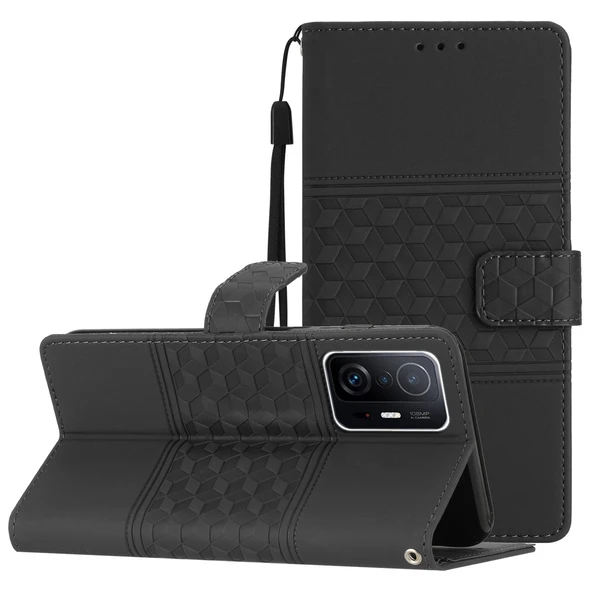 Xiaomi Mi 11T / 11T Pro Deri Telefon Kılıfı - Siyah - Lanyardlı