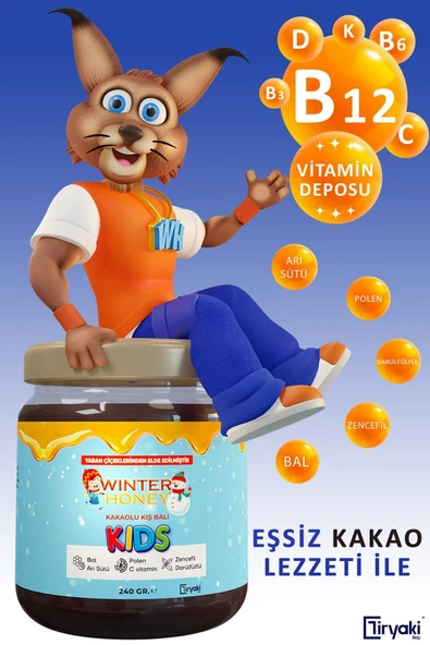 WINTER HONEY Boy Uzatıcı-vitamin C-bağışıklık Güçlendirici-arı Sütü-bal-polen-kakaolu 240 Gr. 2 Adet - 2