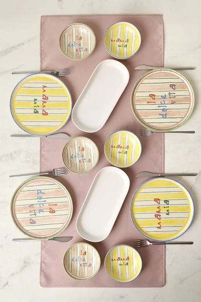 Keramika Mama Mia & La Dolce Vita Kahvaltı Takımı 12 Parça 4 kişilik 22724-25 ürün görseli 1