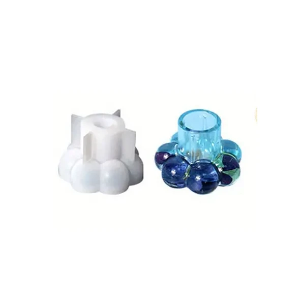 Epoksi Silikon Bubble Misketli Taş Tozu Beton Şamdanlık Mum Tutucu Kalıbı 6 CM