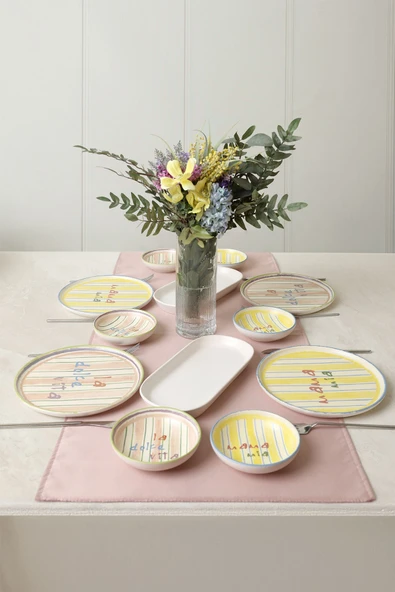 Keramika Mama Mia & La Dolce Vita Kahvaltı Takımı 12 Parça 4 kişilik 22724-25 - Resim 4