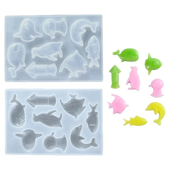 Epoksi Silikon Sevimli Deniz Canlıları Takı Kolye Kalıbı 8 Li