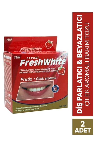 Fresh White Frutix Çilek Aromalı Diş Parlatıcı Ve Beyazlatıcı Bakım Tozu Smokers 50gr 2 Adet