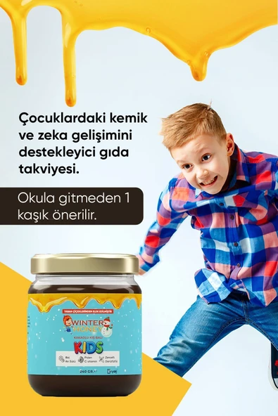 WINTER HONEY Boy Uzatıcı-vitamin C--arı Sütü-bal-polen-Kakaolu winter honey 240 Gr 4 Adet - 6