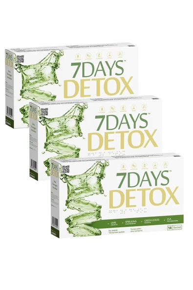 7 Days Detox 7 Days Detox - Spirulina Cla Yeşil Çay Ve Lime - 14 Saşe X 3 Kutu