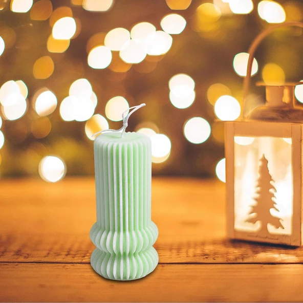 Epoksi Silikon Düz Çizgili Sütun Taş Tozu Ev Dekorasyonu Mum Kalıbı - 3