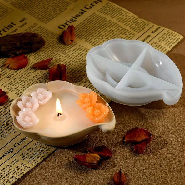 Epoksi Deniz Kabuğu Tealight Mumluk Ev Dekorasyonu Silikon Ve Taş Tozu Kalıbı - 5