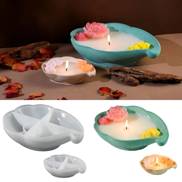 Epoksi Deniz Kabuğu Tealight Mumluk Ev Dekorasyonu Silikon Ve Taş Tozu Kalıbı - 2