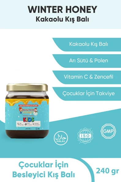 WINTER HONEY Boy Uzatıcı-vitamin C-bağışıklık Güçlendirici-arı Sütü-bal-polen- Kakaolu 240 gr 1 Adet - 2