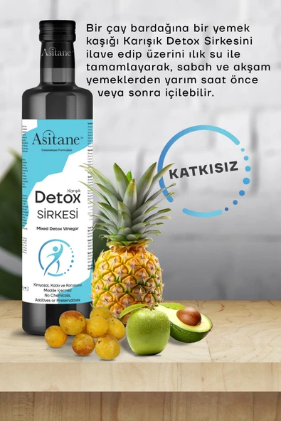 Asitane Ödem Atmaya Yardımcı Doğal Ananas-Altın Erik- Kinoa Meyve Karışımlı Detox Sirkesi 500ml - 6