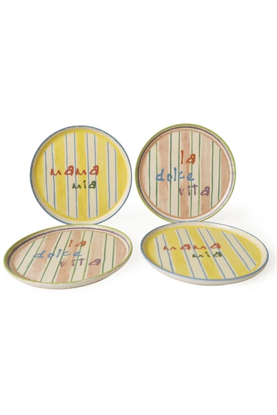 Keramika Mama Mia & La Dolce Vita Kahvaltı Takımı 12 Parça 4 kişilik 22724-25 - Resim 8