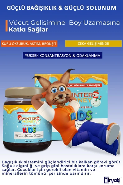 WINTER HONEY Boy Uzatıcı-vitamin C--arı Sütü-bal-polen-Kakaolu winter honey 240 Gr 5 ADET - 3