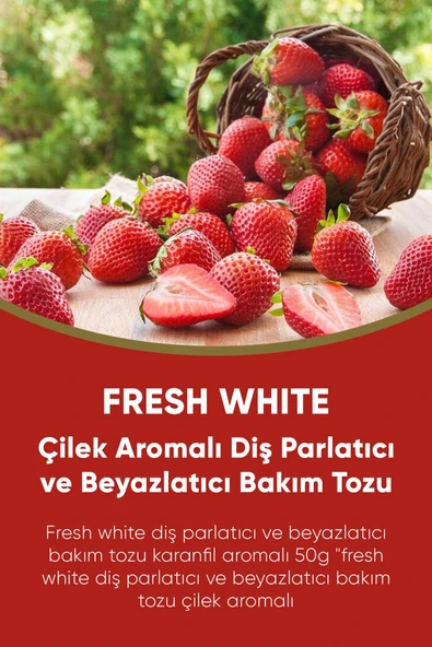 Fresh White Frutix Çilek Aromalı Diş Parlatıcı Ve Beyazlatıcı Bakım Tozu Smokers 50gr 2 Adet - 2
