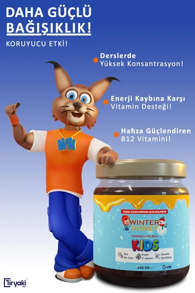 WINTER HONEY Boy Uzatıcı-vitamin C--arı Sütü-bal-polen-Kakaolu winter honey 240 Gr 5 ADET