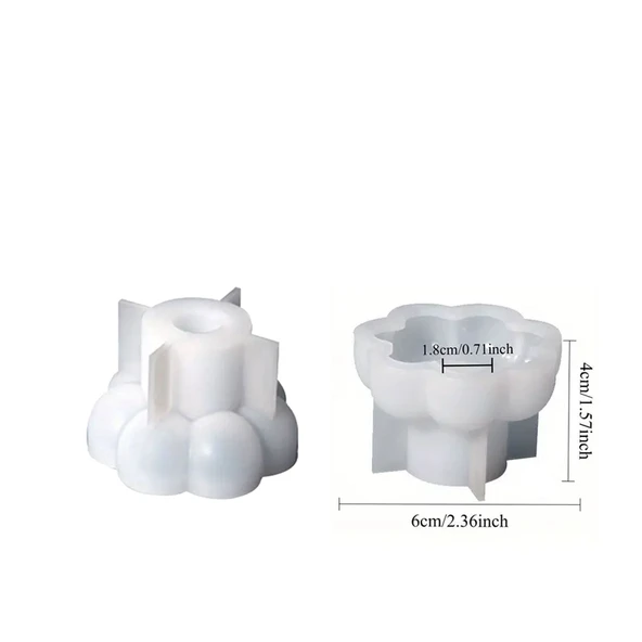 Epoksi Silikon Bubble Misketli Taş Tozu Beton Şamdanlık Mum Tutucu Kalıbı 6 CM - 2