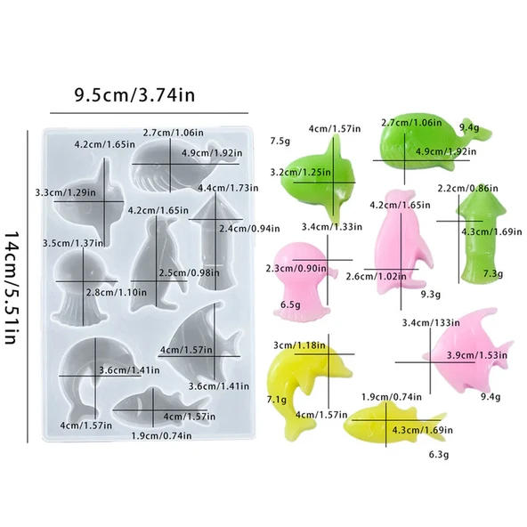 Epoksi Silikon Sevimli Deniz Canlıları Takı Kolye Kalıbı 8 Li - 2