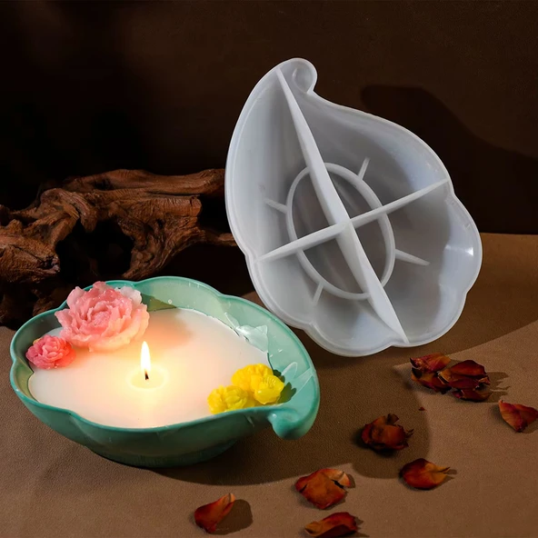 Epoksi Deniz Kabuğu Tealight Mumluk Ev Dekorasyonu Silikon Ve Taş Tozu Kalıbı - 3