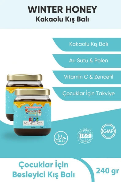 WINTER HONEY Boy Uzatıcı-vitamin C-bağışıklık Güçlendirici-arı Sütü-bal-polen-kakaolu 240 Gr. 2 Adet