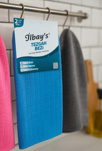 İlbay’s 2’li Mikrofiber Tezgah Bezi 40x40 cm | Süper Emici Leke Bırakmaz Bez - 2